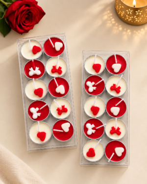 Heart & Bow Aluminium Tea light candle (Set of 10)